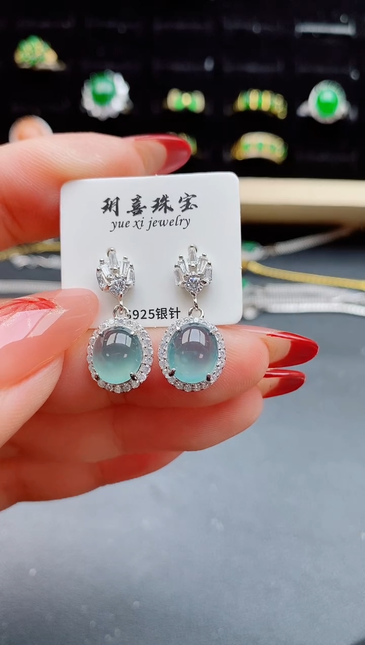 【闪购商品】翡翠耳饰银S925镶嵌321321