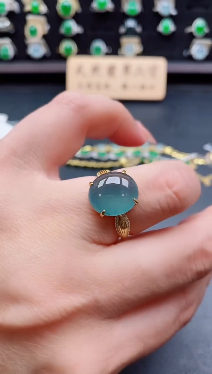 银S925镶嵌戒指翡翠1