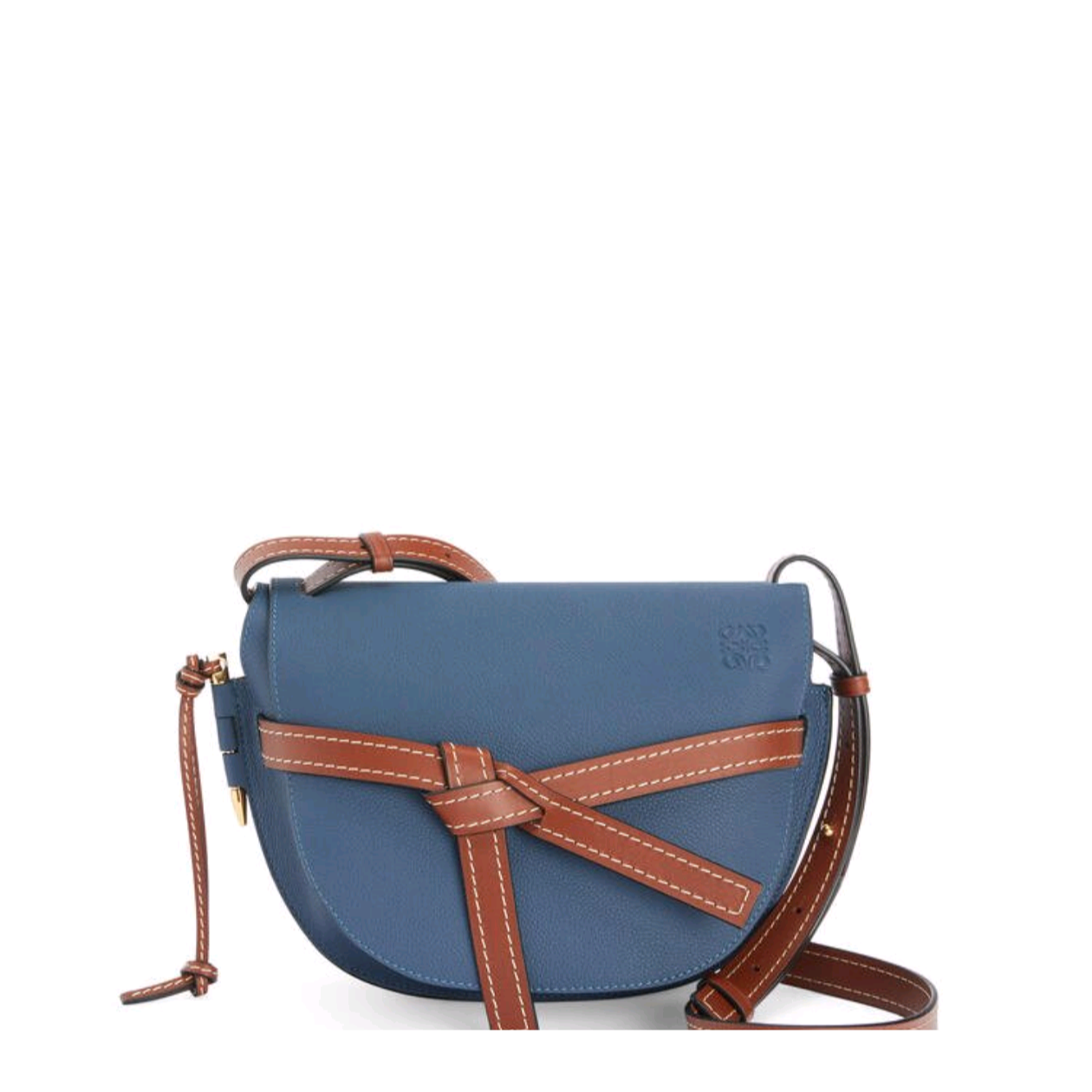 95新 LOEWE/罗意威  蓝色马鞍包中号荔枝纹 单肩女包 13094097