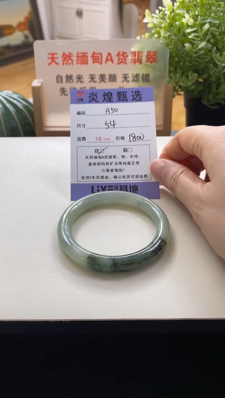 未镶嵌手镯翡翠圈口54编码h50