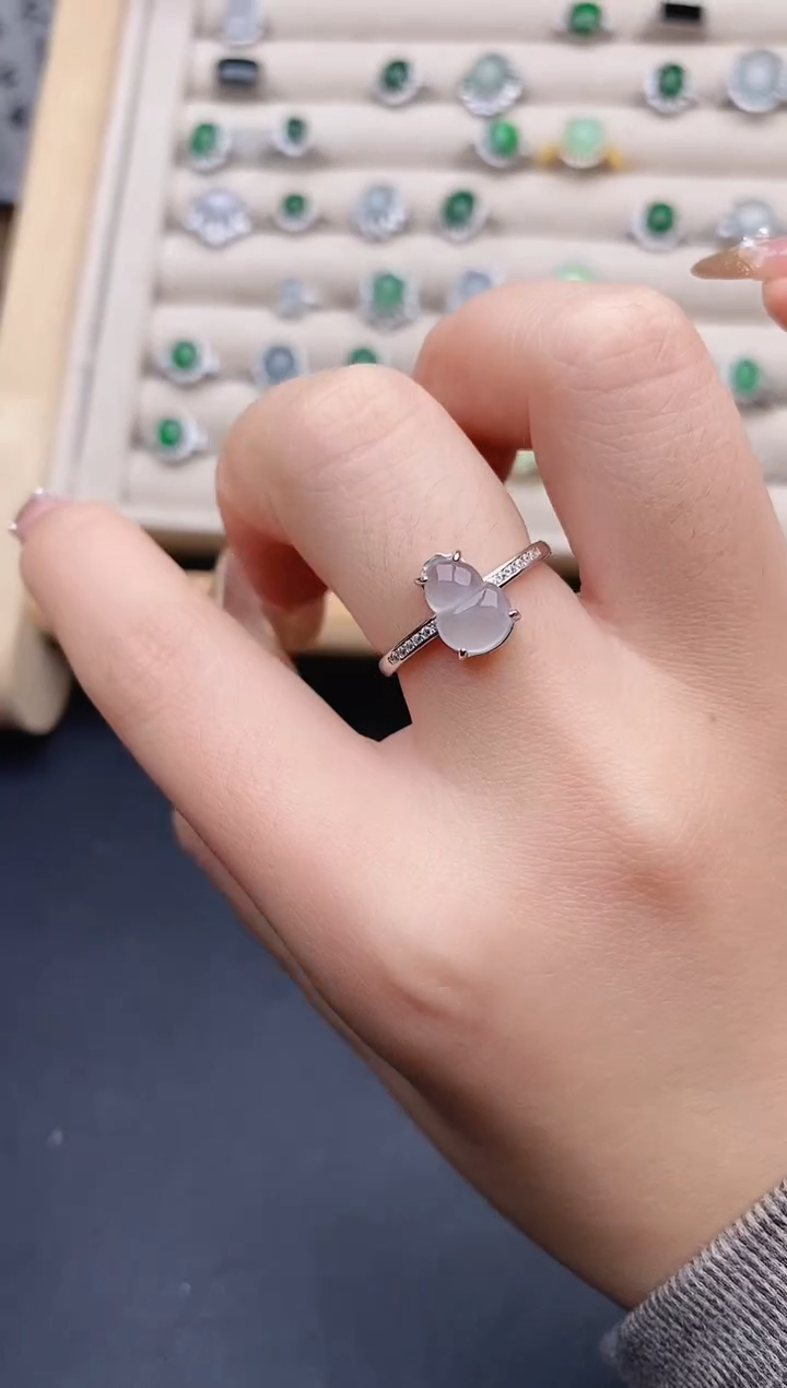 银S925镶嵌戒指翡翠0