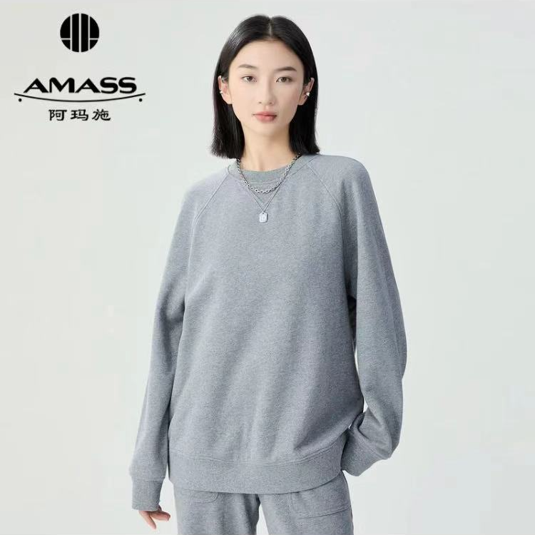AMASS/阿玛施新款女装休闲百搭廓形宽松长袖运动圆领卫衣5301072