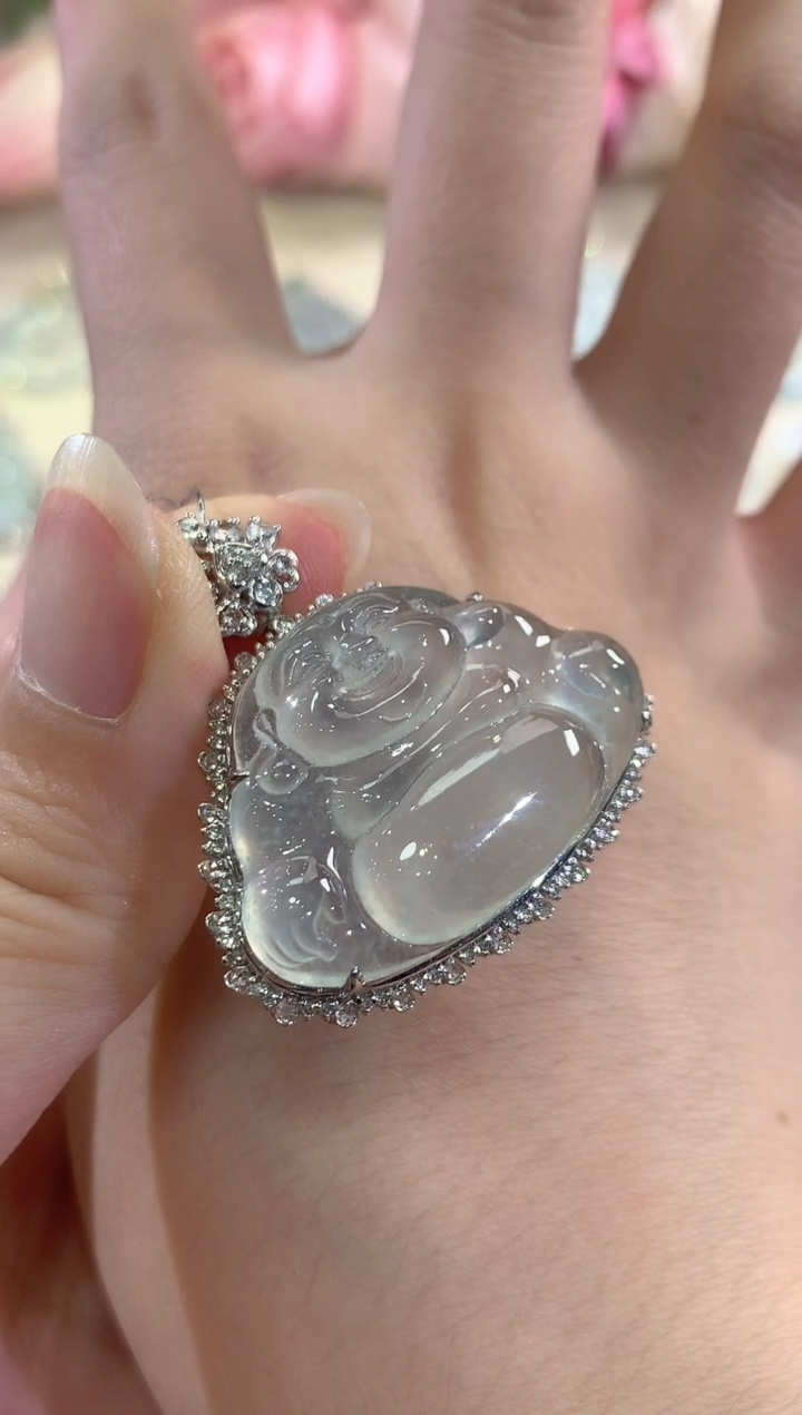 吊坠(不含链)18K金镶嵌翡翠d95    