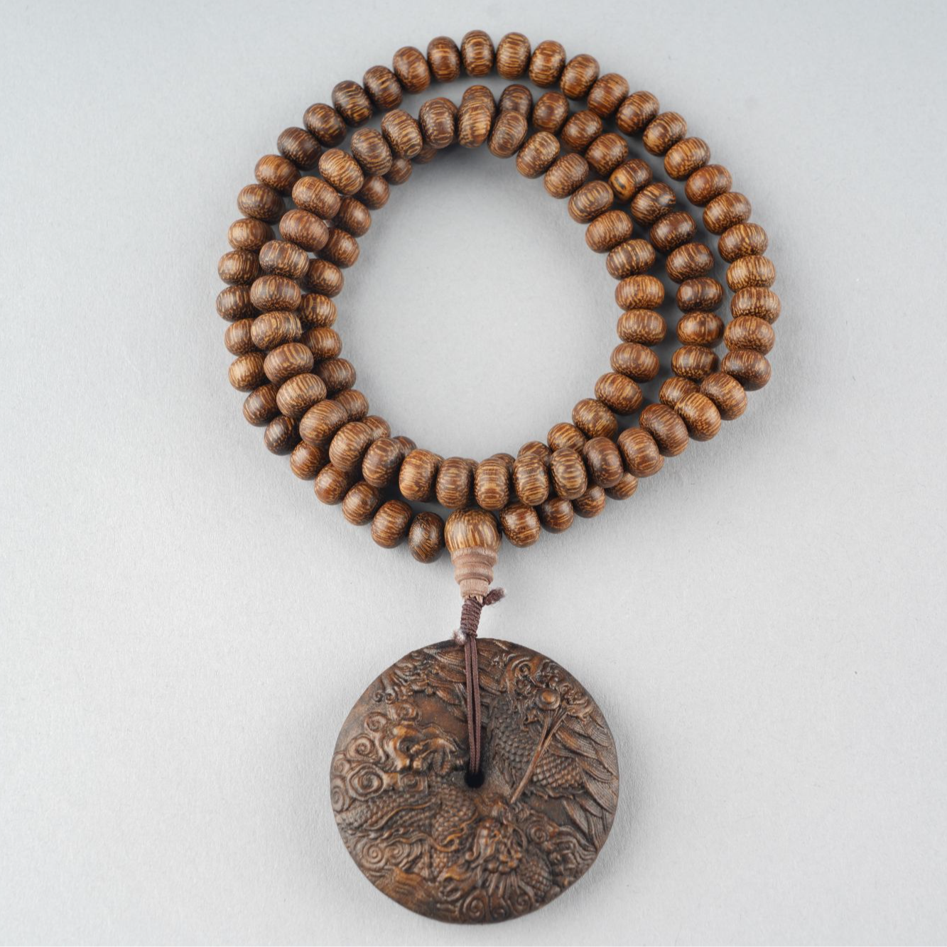 沉香 +带木盒 越南芽庄黄奇楠老料龙纹平安扣8MM-001