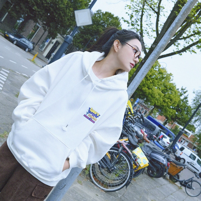 SPELL2024冬季新品咖啡厅连帽卫衣oversize休闲上衣慵懒女