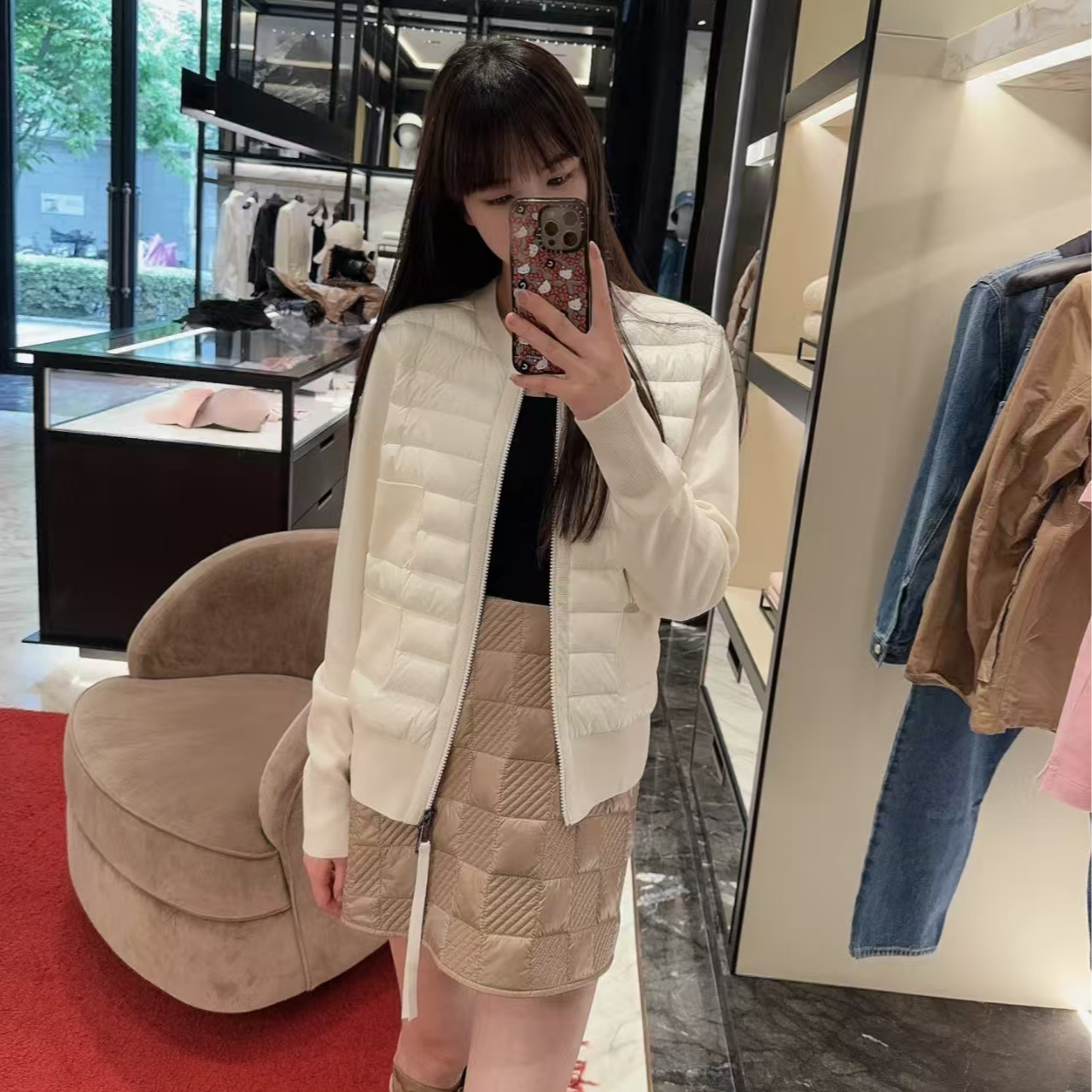 未使用 MONCLER  FW22 纯色拼接长袖羽绒服 女款 白色 M