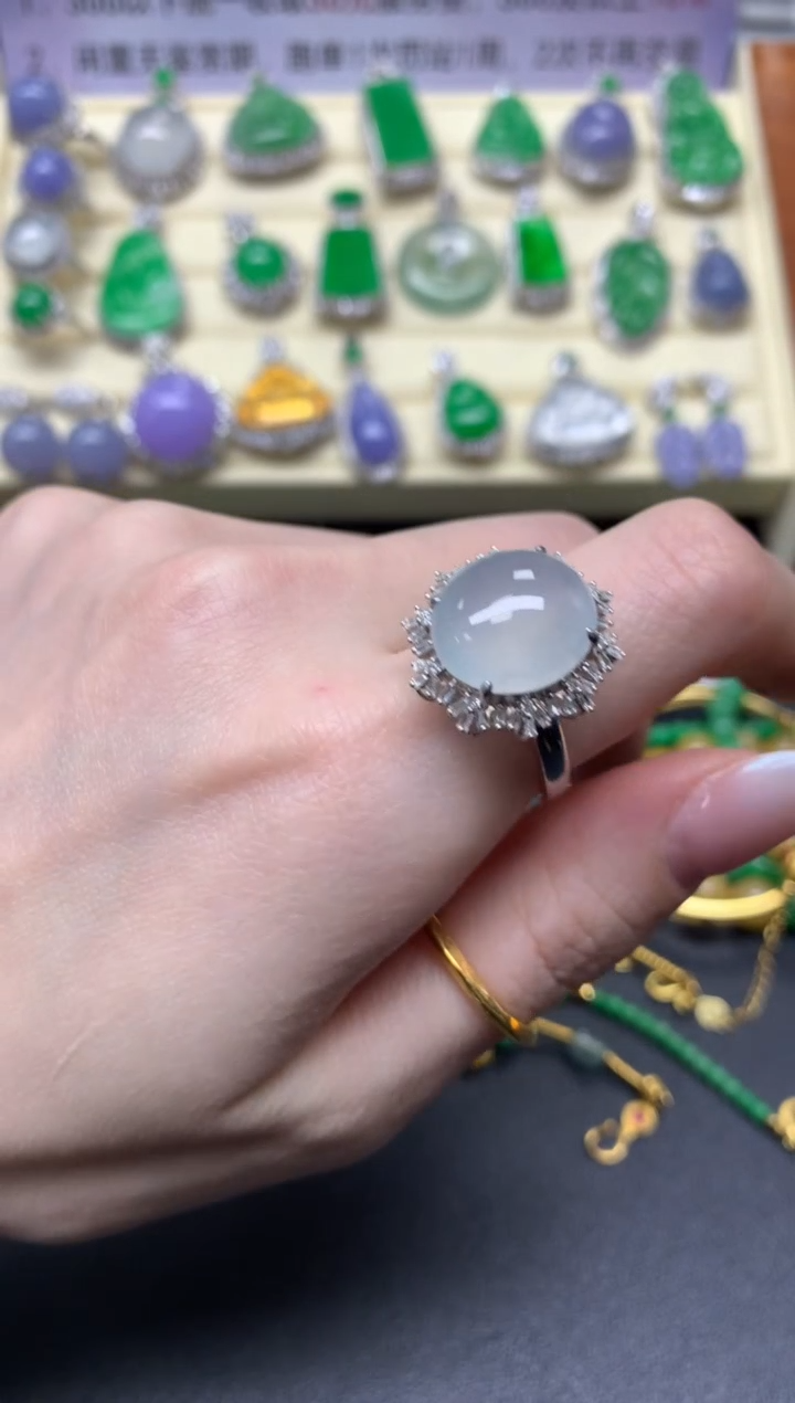【闪购商品】翡翠戒指18K金镶嵌戒指|9800+980