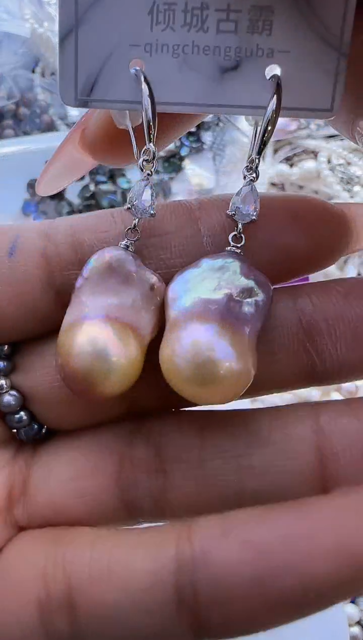 【闪购商品】淡水珍珠耳饰银S925镶嵌35