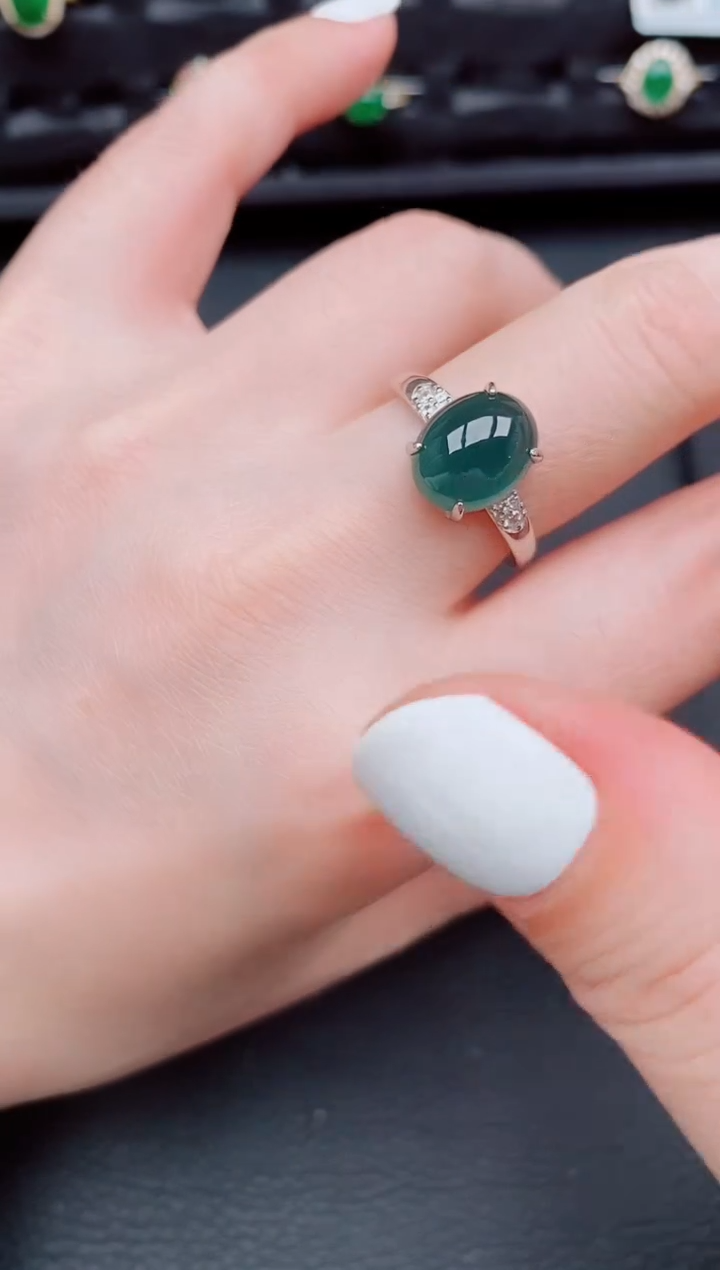 【闪购商品】翡翠戒指银S925镶嵌天然a货翡翠253