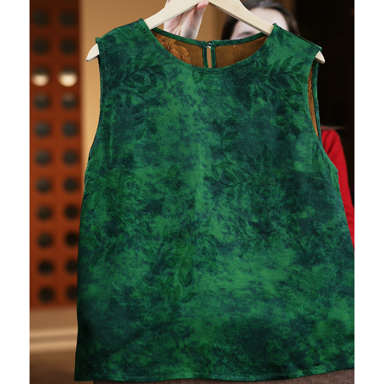 绿野仙踪<<非遗美学>>1187新中式国风森林绿双面穿无袖背心