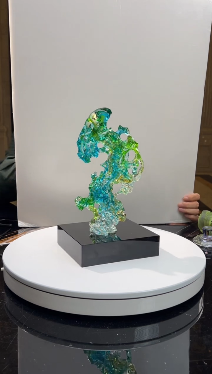 【闪购商品】摆件CML001蓝绿小号+14*16黑座