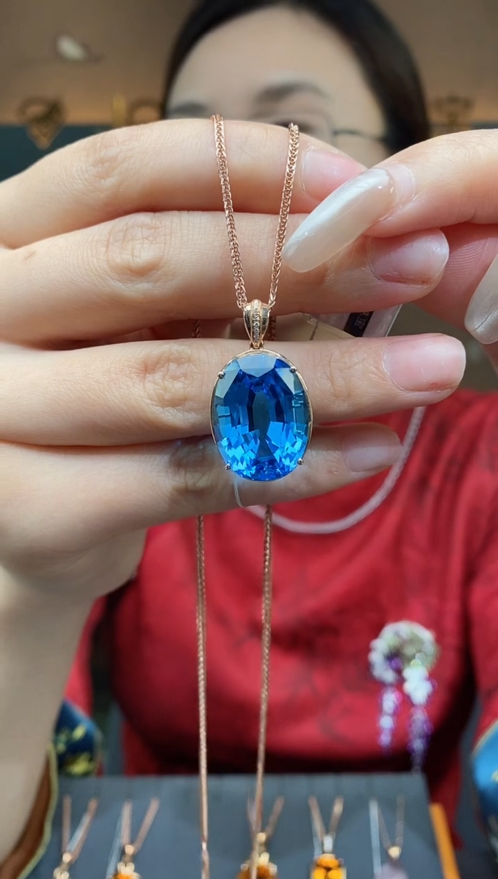 【闪购商品】托帕石吊坠18K金镶嵌托帕石吊坠（不含链）