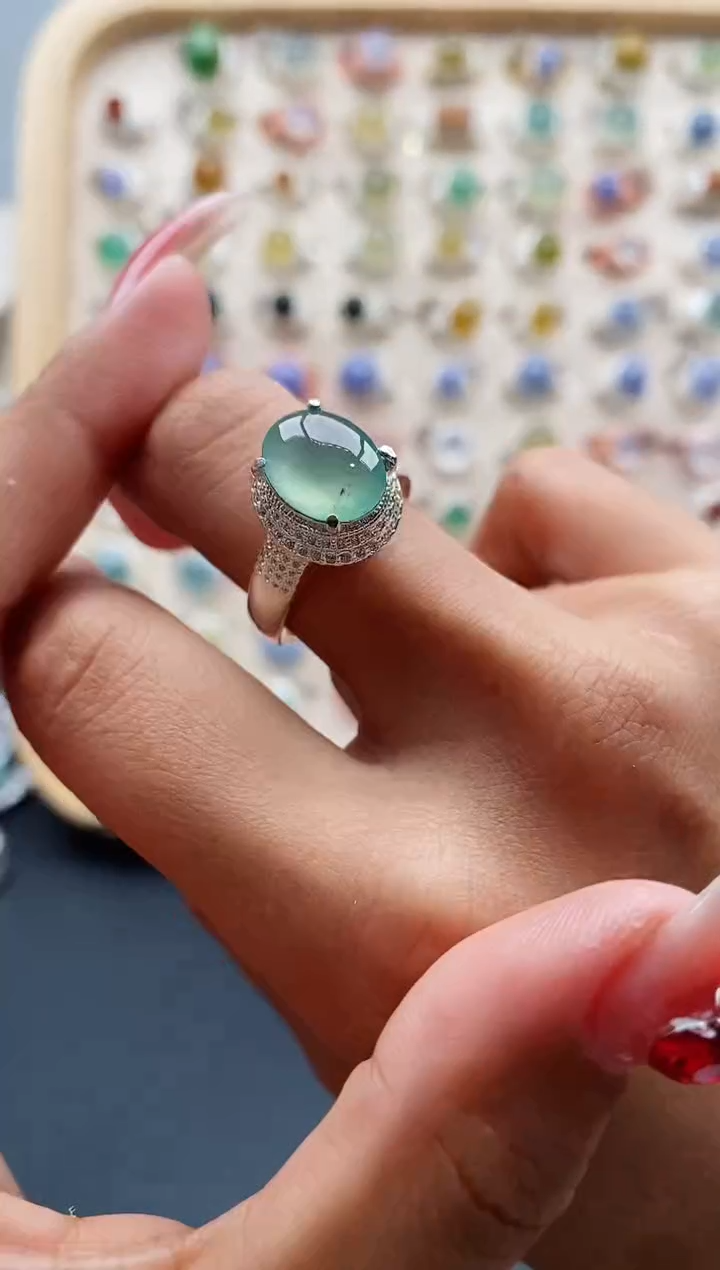 【闪购商品】翡翠戒指未镶嵌缅甸天然A货翡翠333 4+1