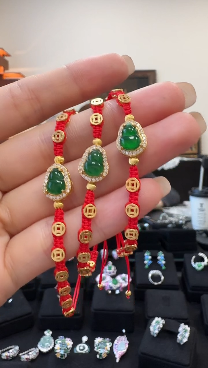 银S925镶嵌手绳翡翠多样性发其一