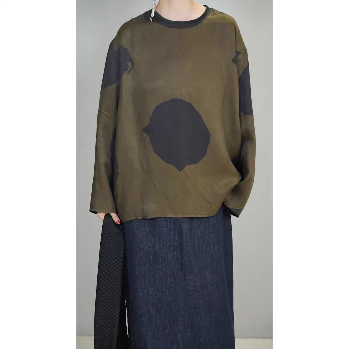 第二镜 进口面料波点高级显白优雅气质圆领长袖T恤上衣女