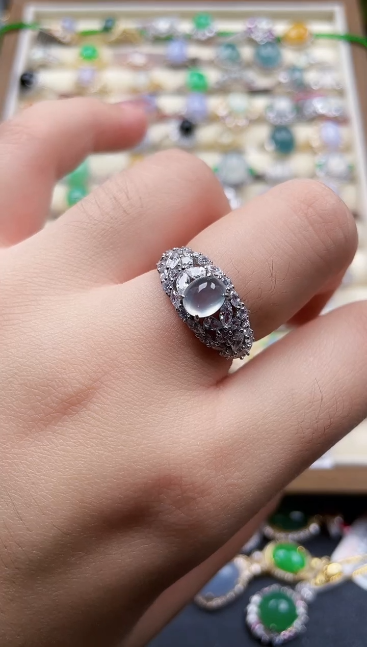 银S925镶嵌戒指翡翠86