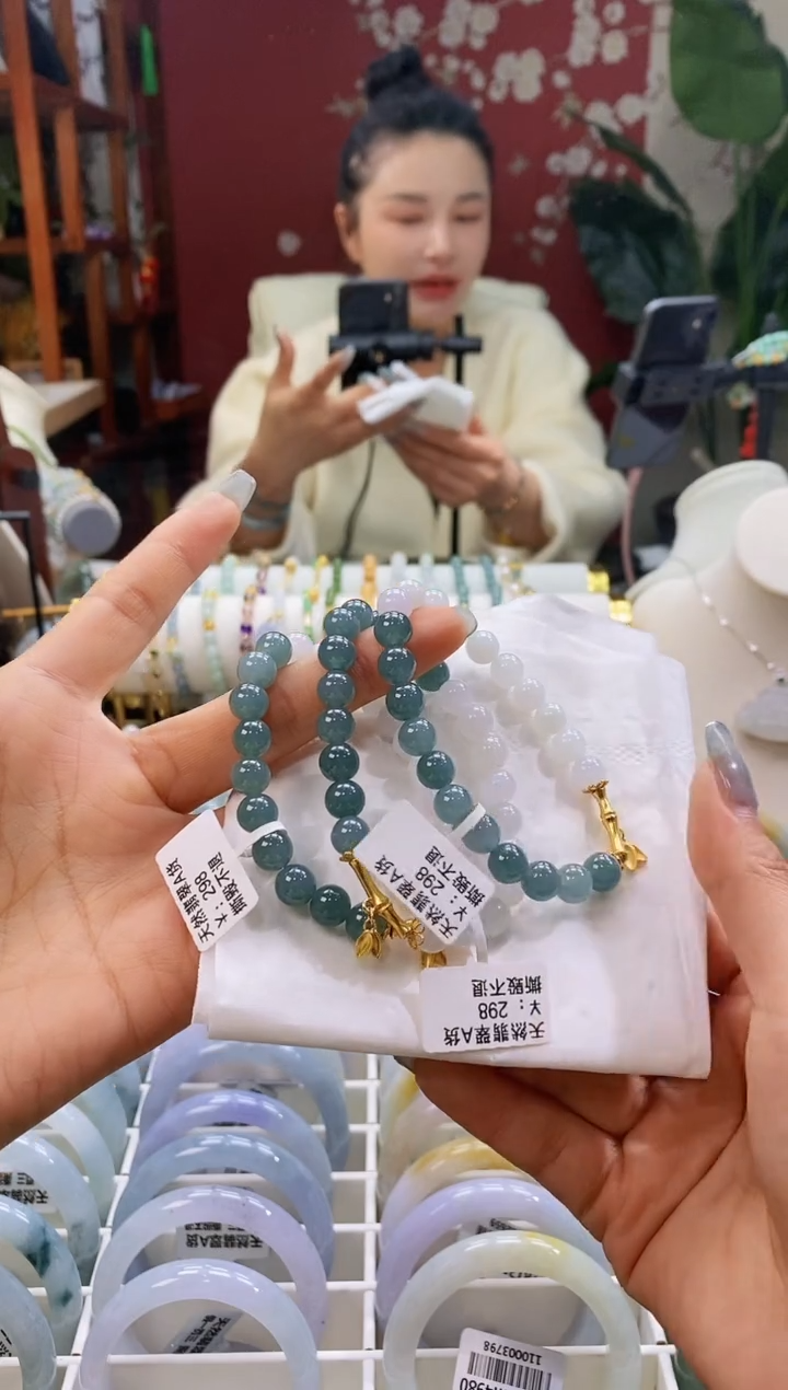 【闪购商品】翡翠手串银S925镶嵌175蓝水手串多样性发其一