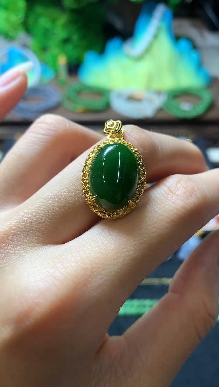 【闪购商品】和田玉颈饰银S925镶嵌吊坠