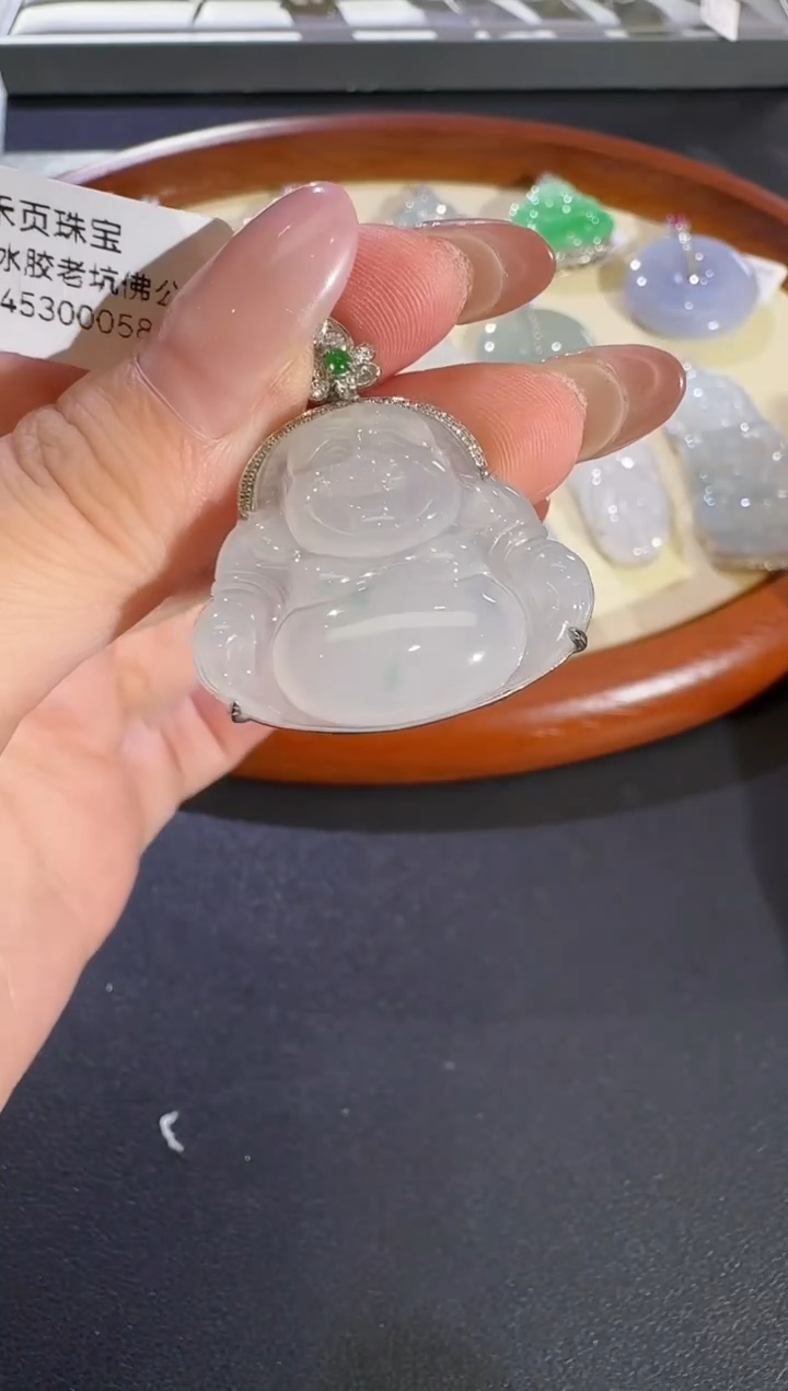 吊坠(不含链)18K金镶嵌翡翠【源头工厂】钻石镶嵌