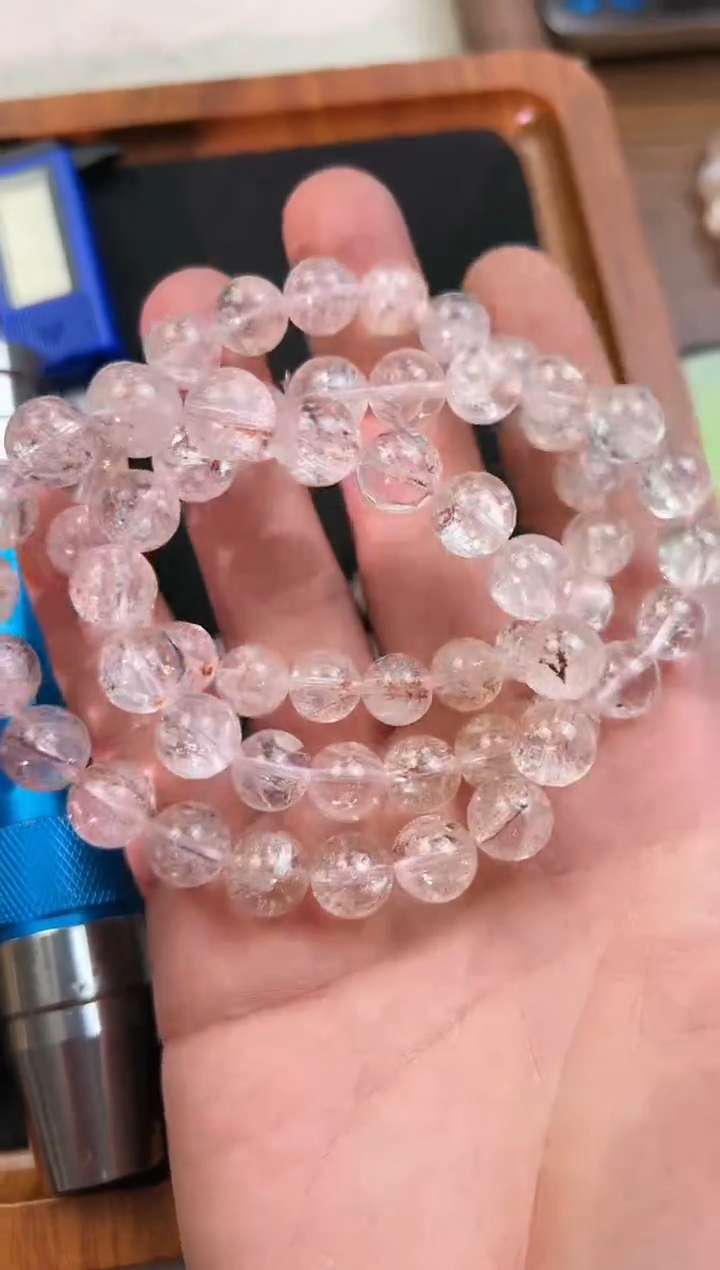 【闪购商品】水晶手链未镶嵌10mm＋粉阿赛手串（多样性发其一）