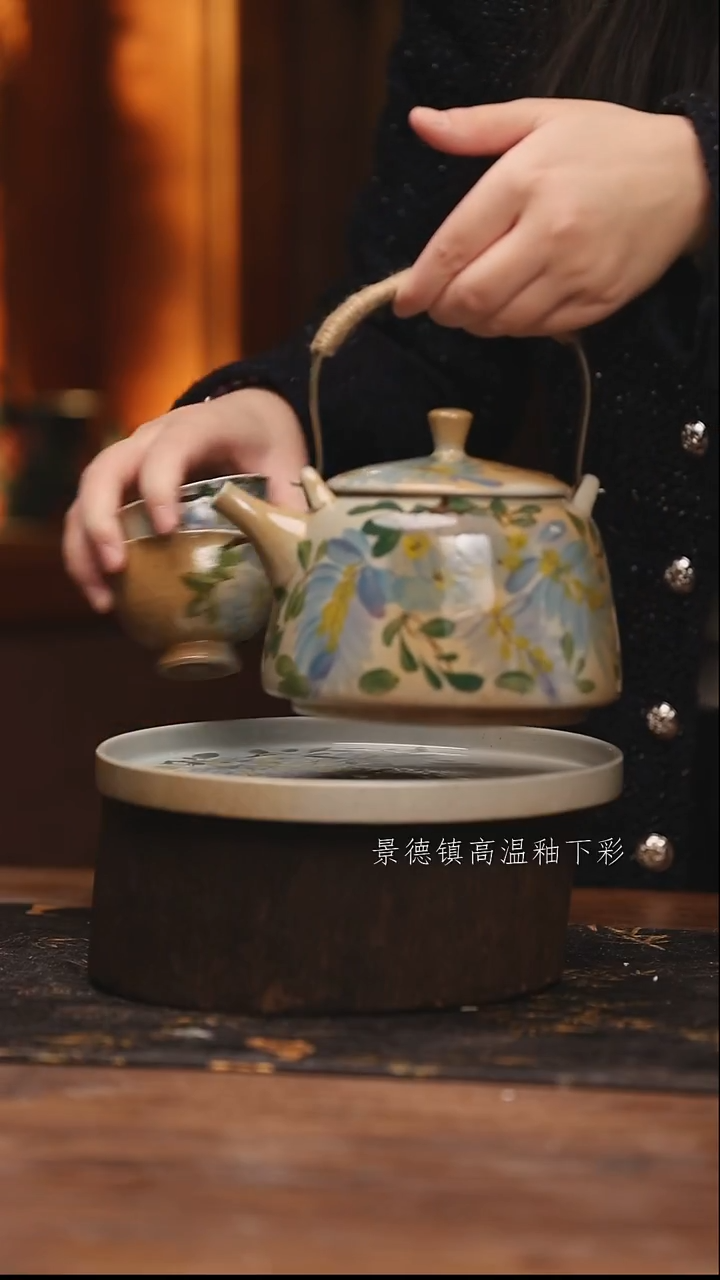 陶瓷景德镇高温釉下手绘陶瓷@L797@