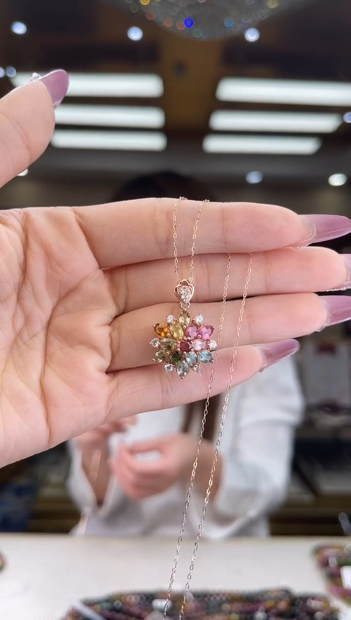 【闪购商品】碧玺/银S925镶嵌碧玺吊坠多样性发货