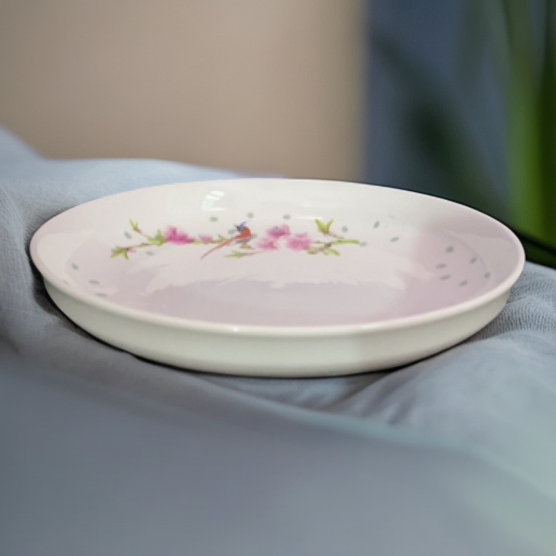 景德镇陶瓷水点桃花玲珑8寸窝盘 飞机标