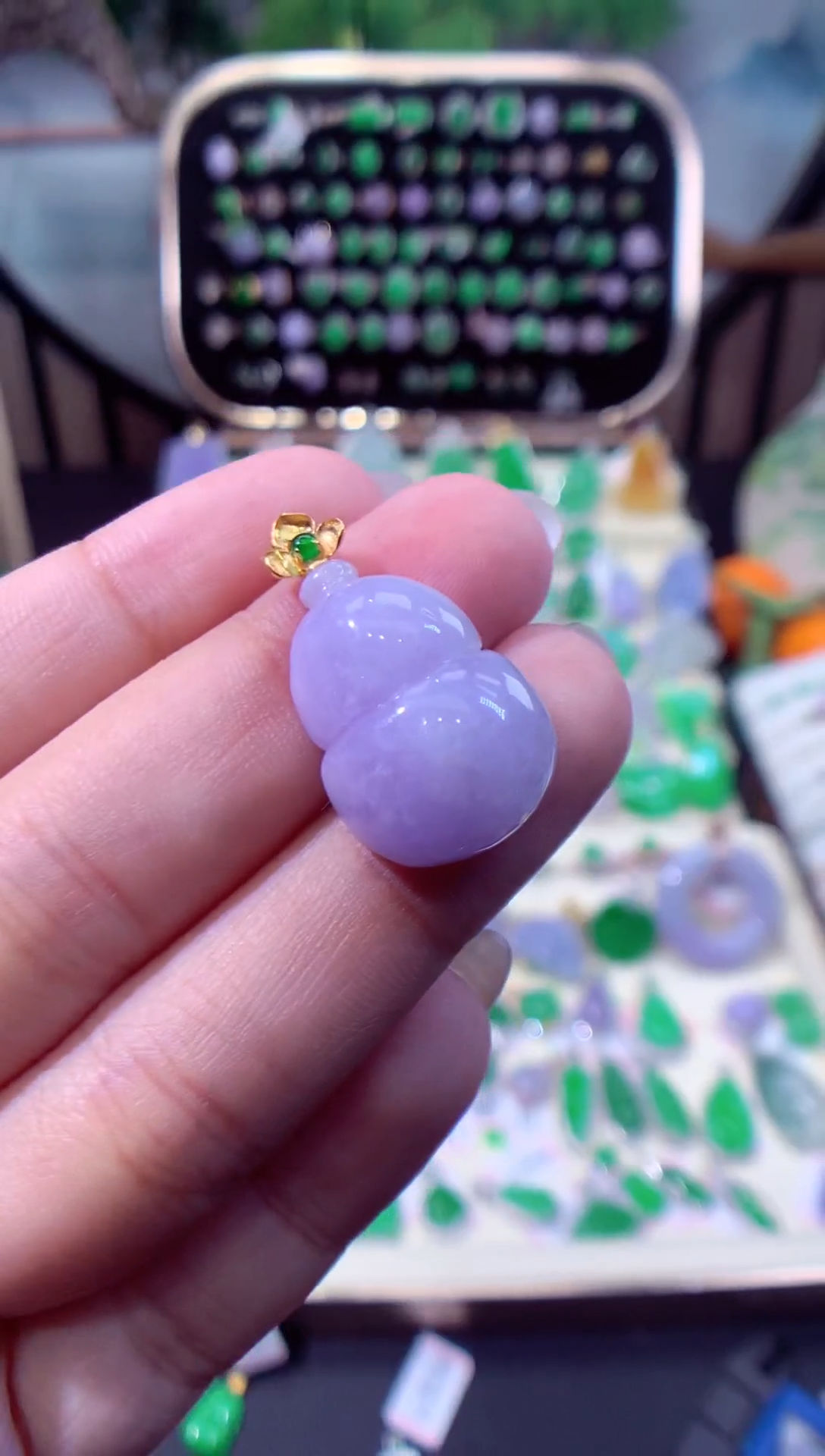 【闪购商品】翡翠颈饰18K金镶嵌缅甸天然A货翡翠