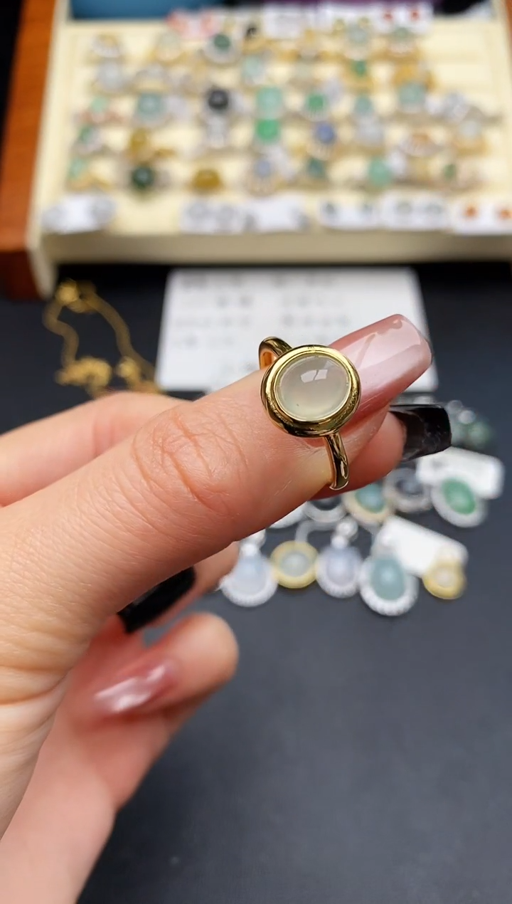 翡翠银S925镶嵌戒指22222222+5