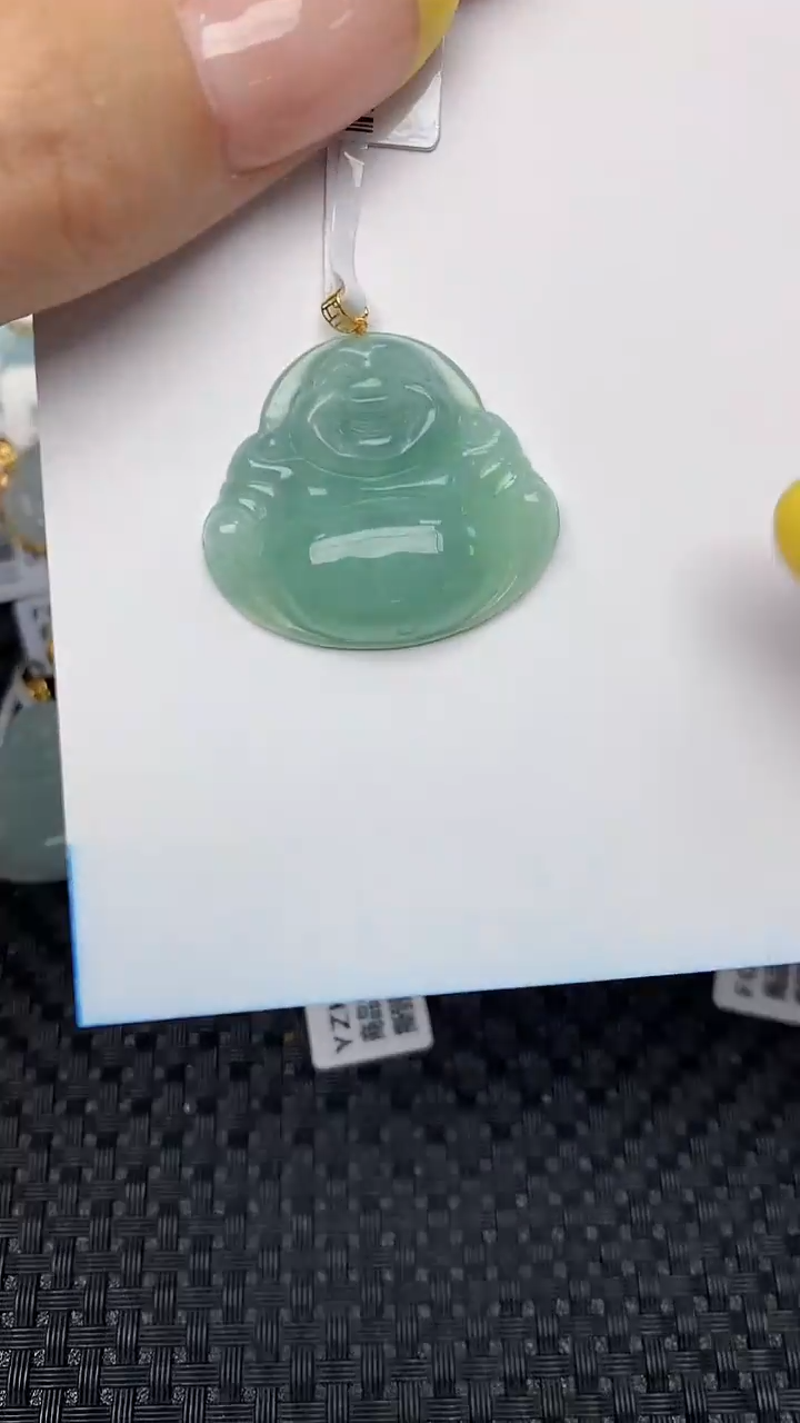翡翠18K金镶嵌项链天然翡翠A货