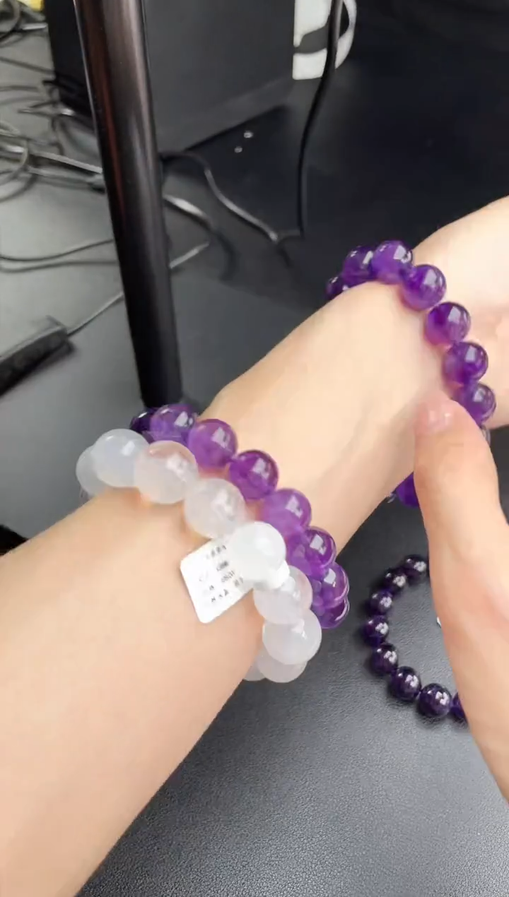【闪购商品】水晶手链未镶嵌天然乌拉圭紫水晶12mm