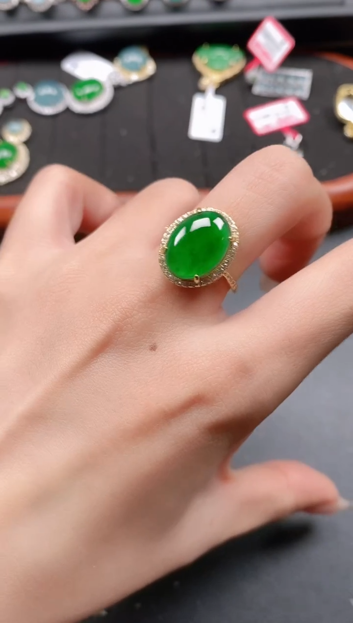 银S925镶嵌戒指翡翠111