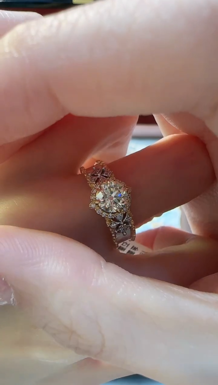 【闪购商品】钻石戒指/指环18K金镶嵌1克拉雕金钻戒12#16#