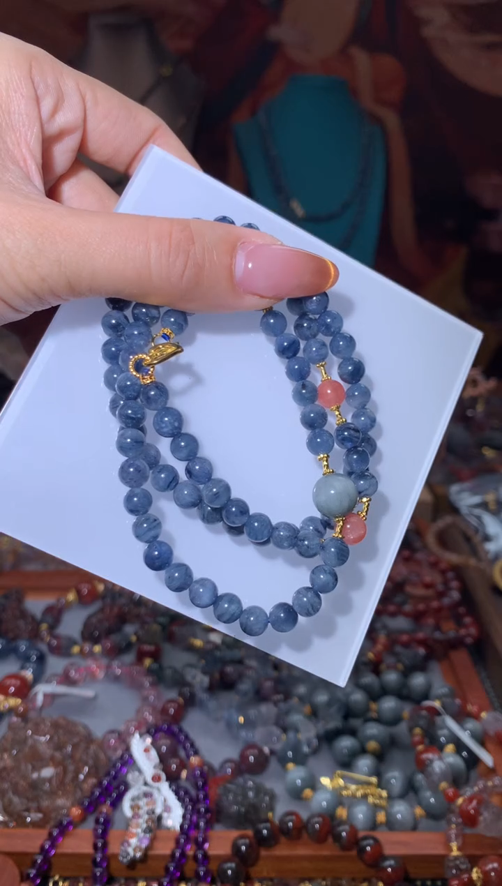 未镶嵌珠宝半成品水晶蓝兔毛DIY万能链