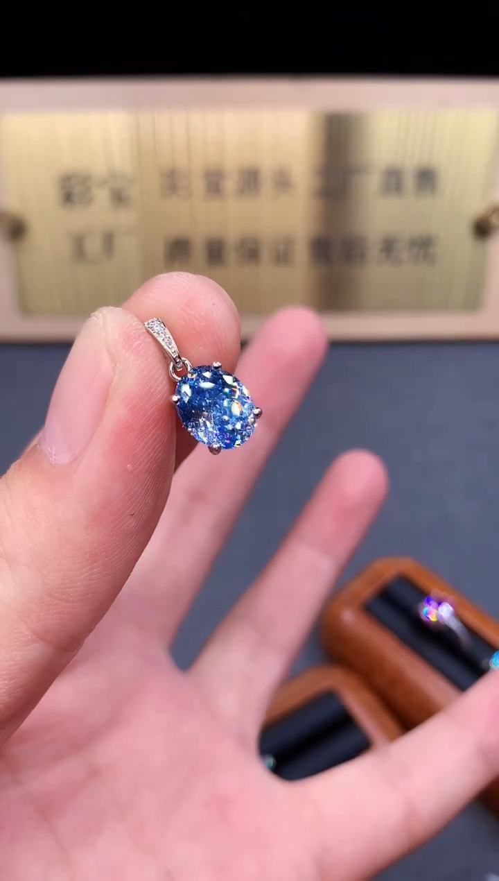 海蓝宝石颈饰银S925镶嵌4532