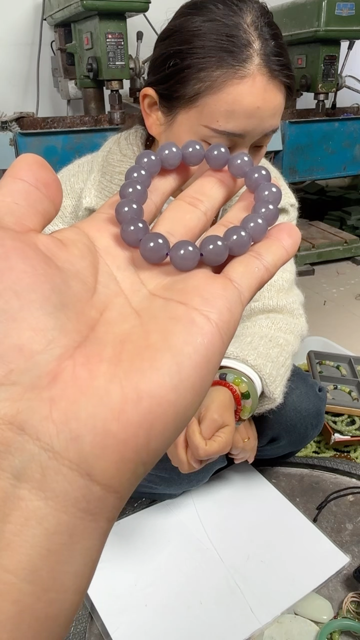 烟紫卡12圆珠手串