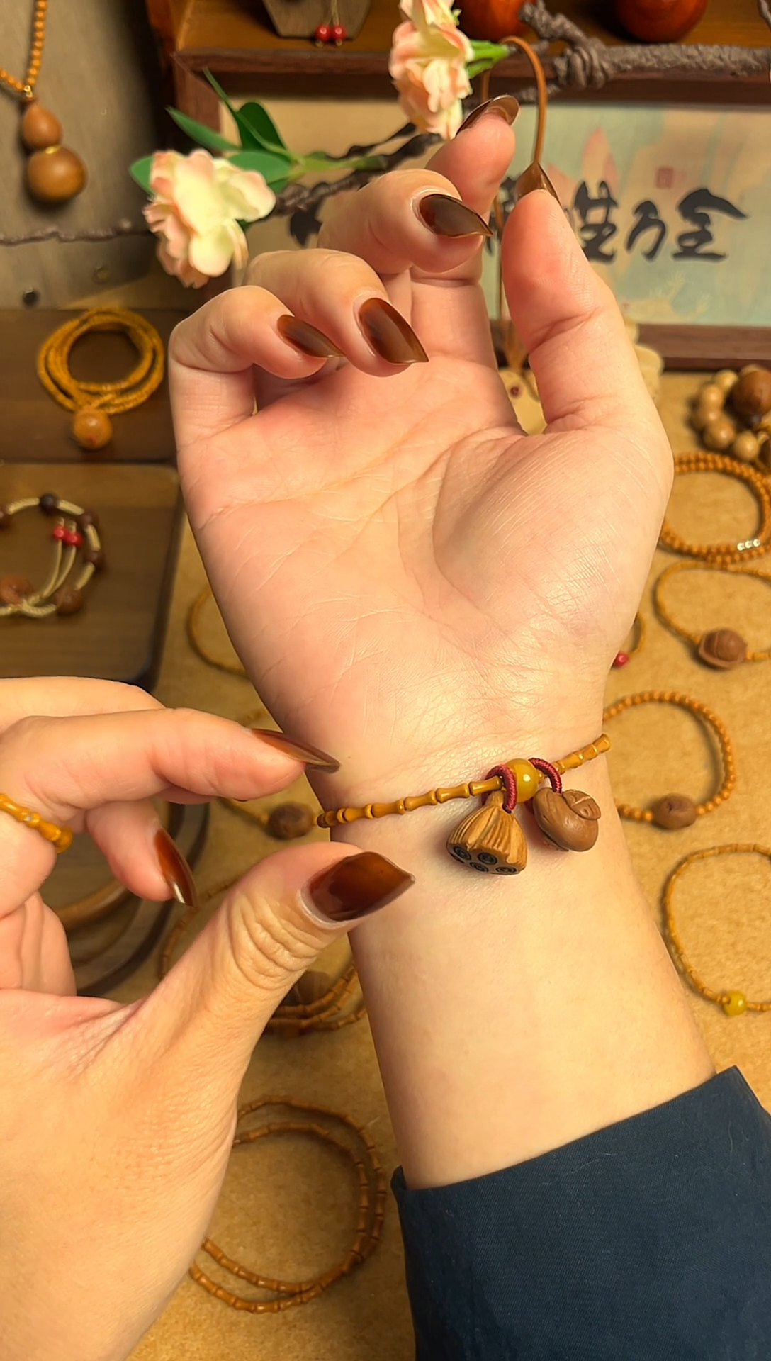 桃核竹节单圈好运莲莲    一物一拍