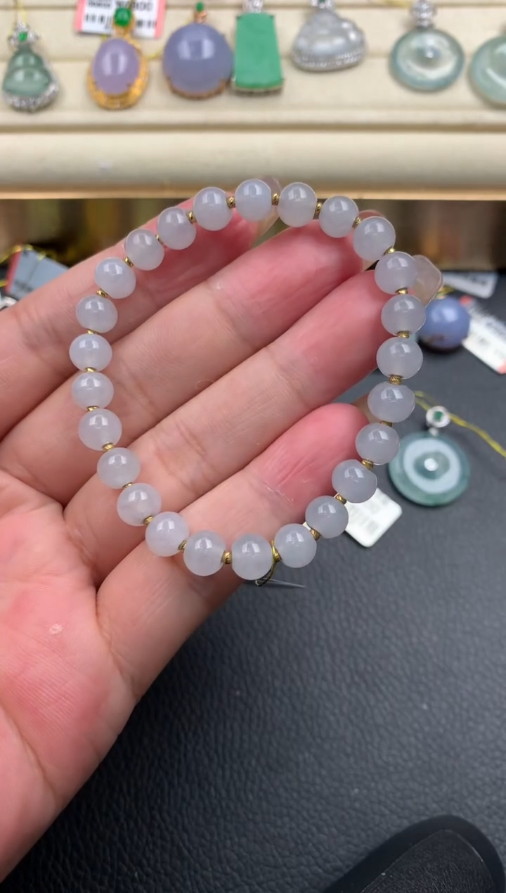 【闪购商品】翡翠手串18K金镶嵌Q372      