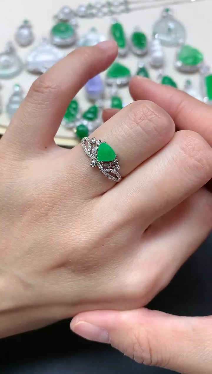 【闪购商品】翡翠戒指18K金镶嵌Q69|1980