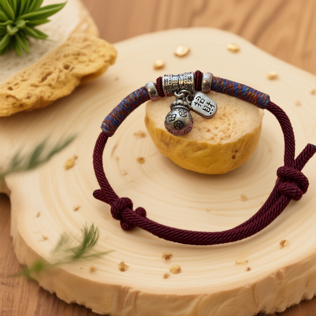 足银银制品 足银本命年红绳男女情侣款手链时尚复古素款手工编