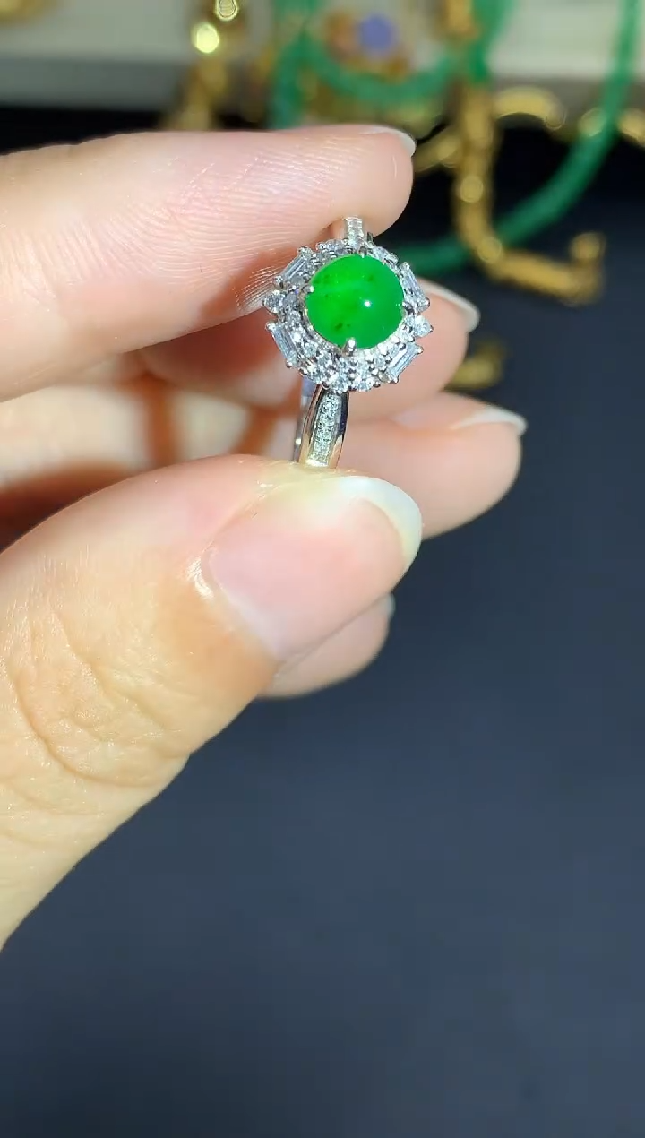 翡翠戒指18K金镶嵌493-中国好珍宝