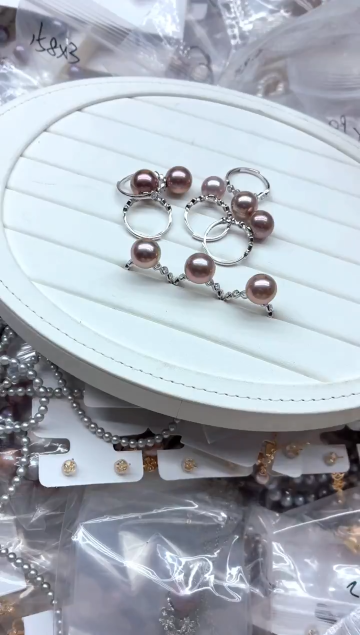 银S925镶嵌戒指淡水珍珠多样性发其一，非无暇