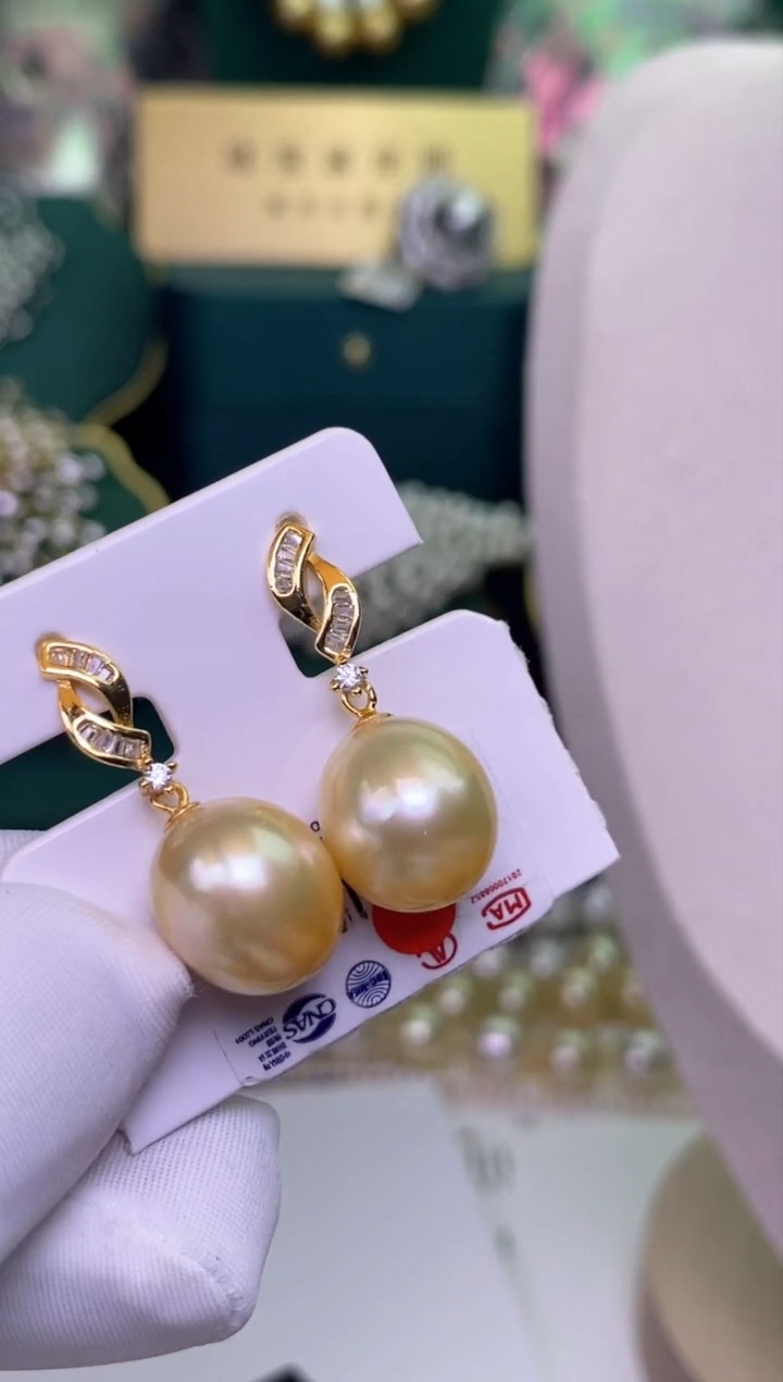 银S925镶嵌海水珍珠耳饰11-12