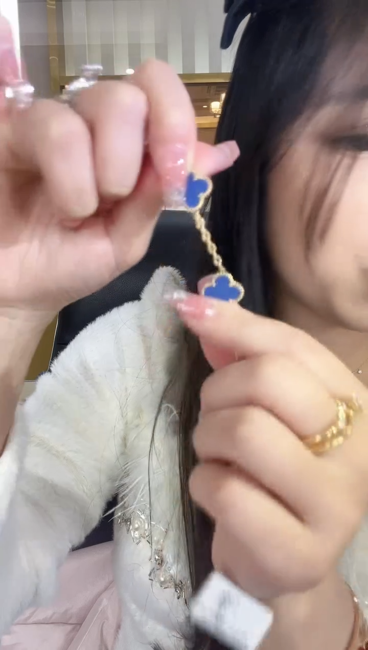 【闪购商品】玛瑙/玉髓手链18K金镶嵌蓝五花手链yz