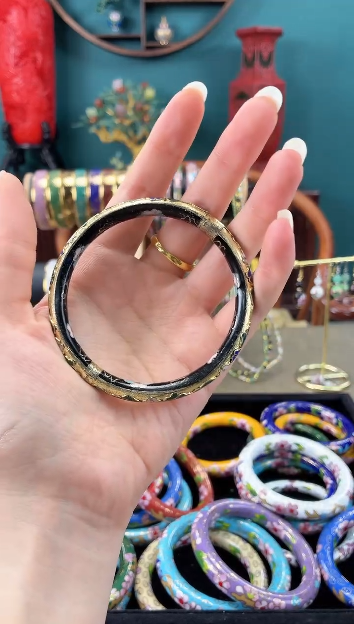 景泰蓝手工镯子黑