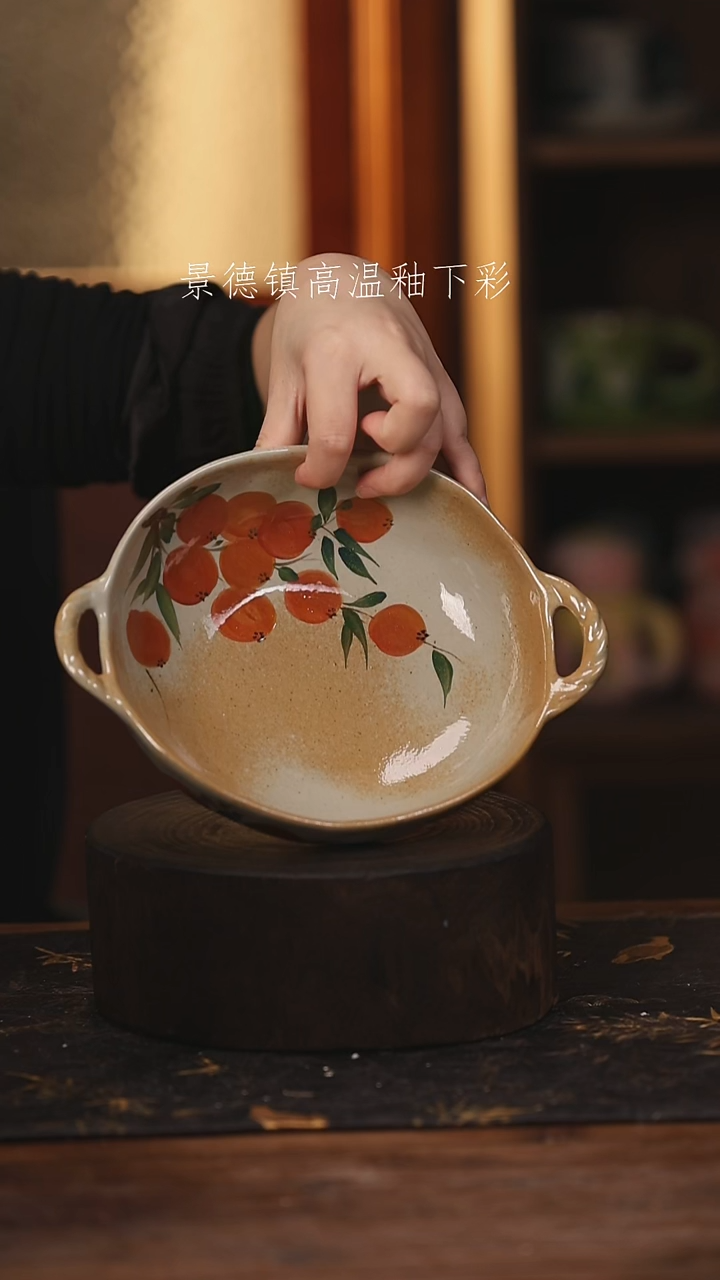 陶瓷景德镇高温釉下手绘陶瓷@L0065@