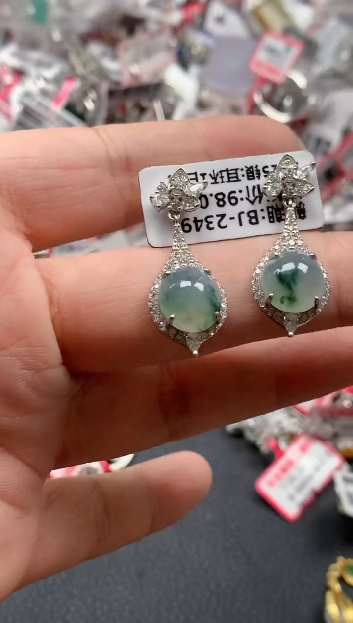 银S925镶嵌戒指翡翠天然A货缅甸翡翠