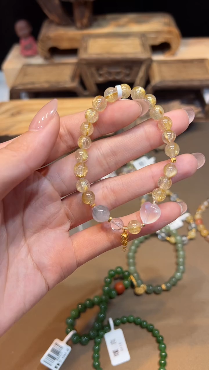 水晶手链银S925镶嵌手饰@@E6855