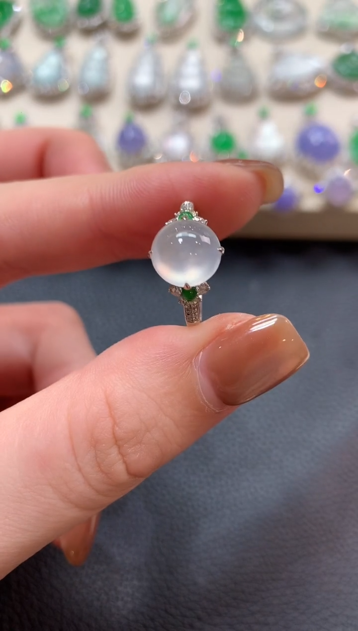 翡翠戒指18K金镶嵌a86 夏日礼物