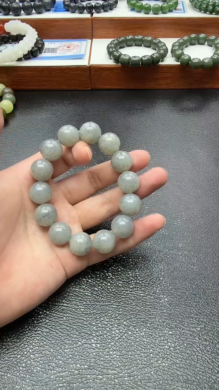 未镶嵌手串和田玉点墨青花卡16精品手串